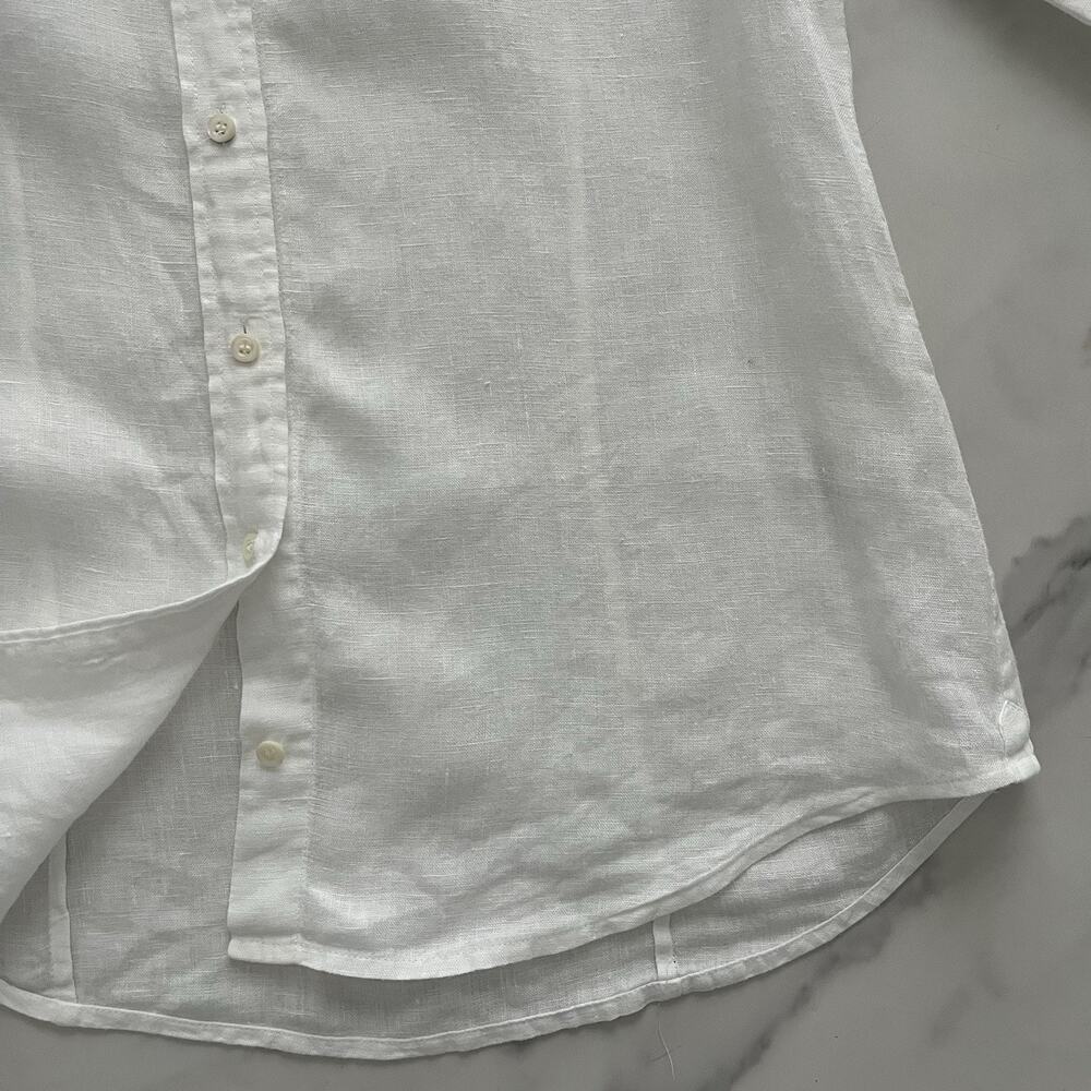 J. Crew Baird McNutt Irish linen perfect shirt white Sz 4 heritage coastal chic - Picture 10 of 10